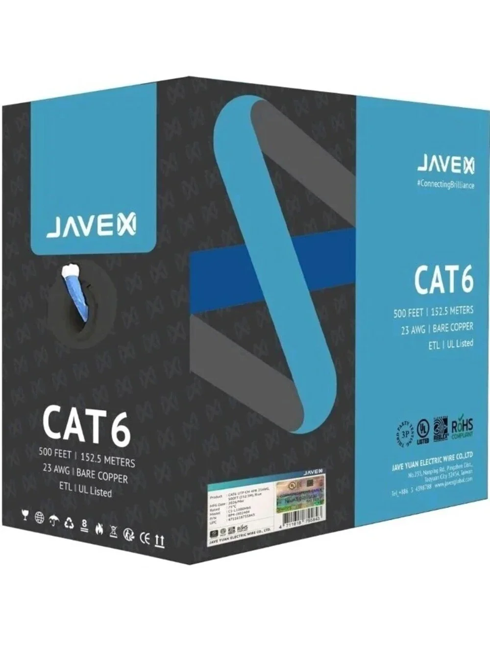 UL Listed] 10Gbps 23 AWG UTP CAT 6 Ethernet Cable 500FT, BlueIn-Wall CM Rated,